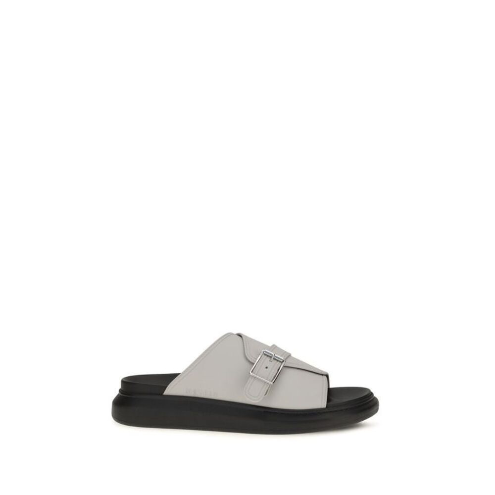 Alexander McQueen Gray Calf Leather Bos Taurus Platform Men's Sandals